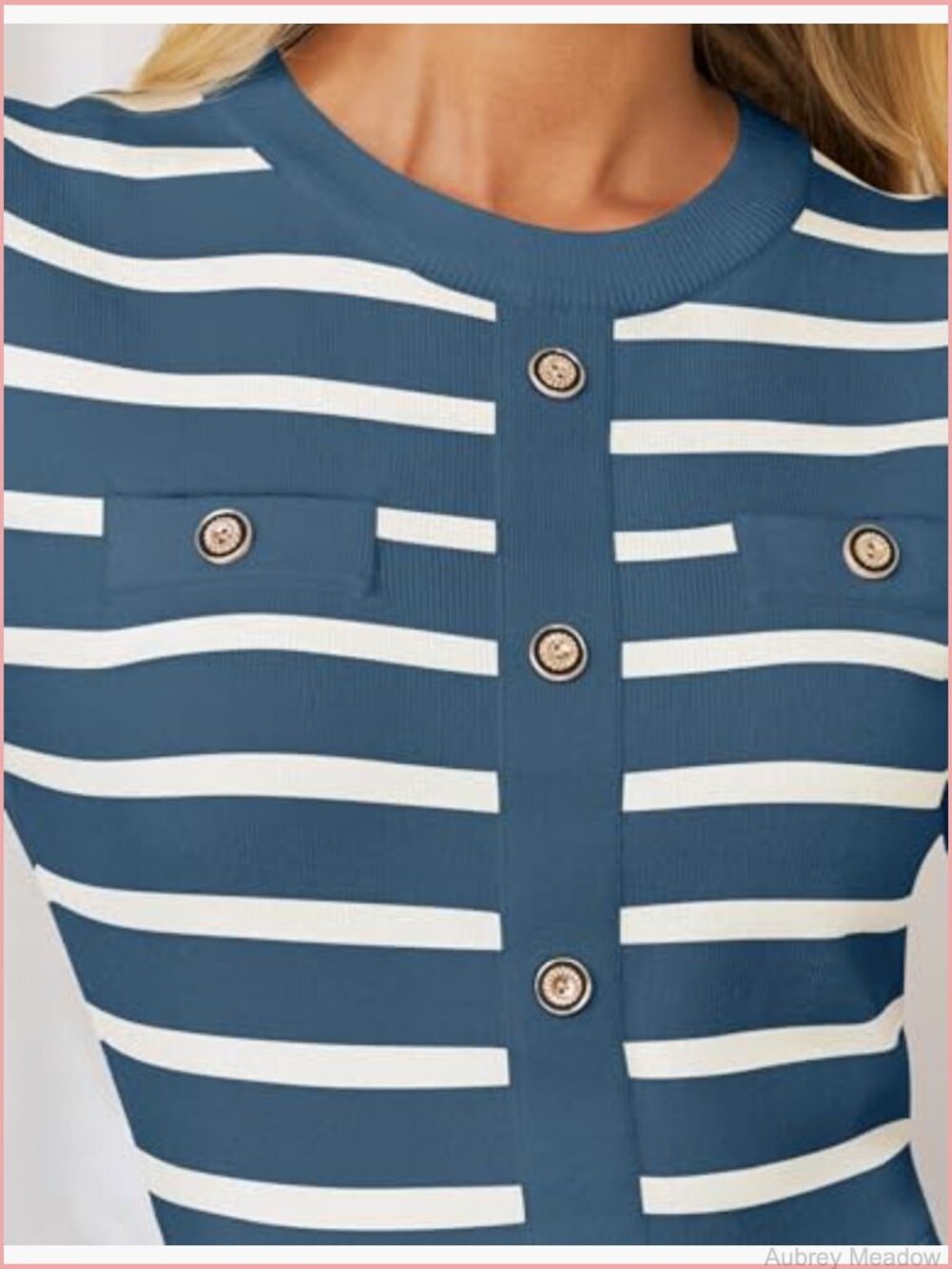 Long Sleeve Striped Knit Pleated A-Line Swing Midi Dress - Picture 5 of 7